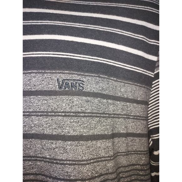 Vans Men's Hooded Shirt Large Long Sleeve Pullover Skater Striped Black Gray - Picture 2 of 6